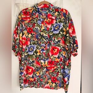 Joe Kealuha's men's Hawaiian shirt; button up; short sleeves.